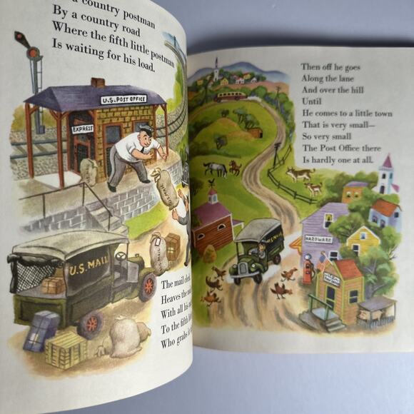 Vtg 1952 Read and Hear A Little Golden Story Book & Record Seven Little Postmen - Picture 4 of 4